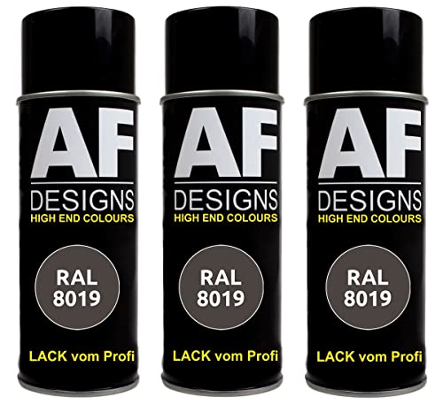 Alex Flittner Designs Lackspray RAL 8019 GRAUBRAUN seidenmatt 3x 400ml Spraydose Buntlack Autolack von Alex Flittner Designs