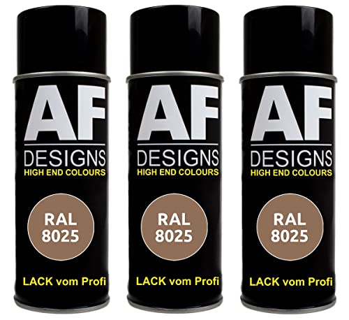 Alex Flittner Designs Lackspray RAL 8025 BLASSBRAUN seidenmatt 3x 400ml Spraydose Buntlack Autolack von Alex Flittner Designs