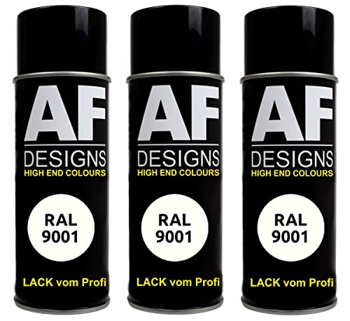 Alex Flittner Designs Lackspray RAL 9001 CREMEWEISS glänzend 3x 400ml Spraydose Buntlack Autolack von Alex Flittner Designs