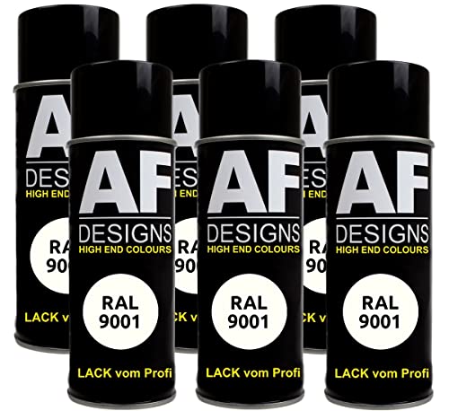 Alex Flittner Designs Lackspray RAL 9001 CREMEWEISS glänzend 6x 400ml Spraydose Buntlack Autolack von Alex Flittner Designs