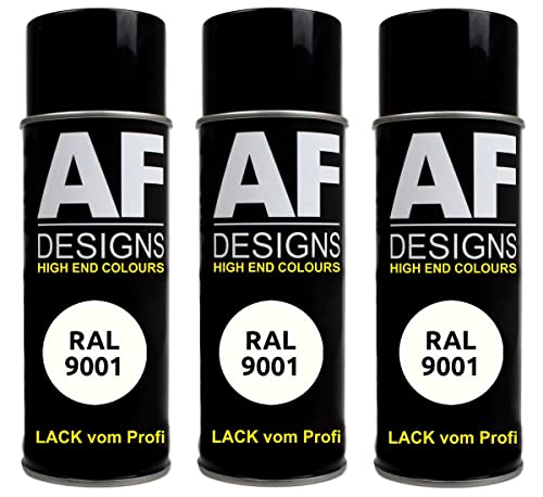 Alex Flittner Designs Lackspray RAL 9001 CREMEWEISS matt 3x 400ml Spraydose Buntlack Autolack von Alex Flittner Designs