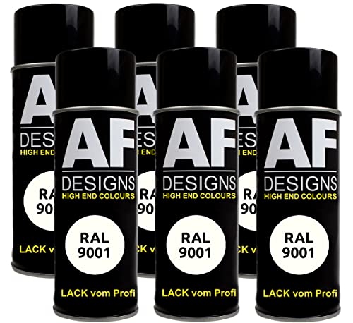 Alex Flittner Designs Lackspray RAL 9001 CREMEWEISS seidenmatt 6x 400ml Spraydose Buntlack Autolack von Alex Flittner Designs