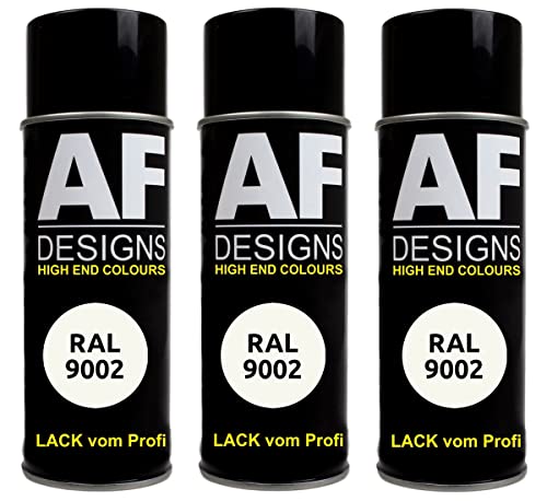 Alex Flittner Designs Lackspray RAL 9002 GRAUWEISS seidenmatt 3x 400ml Spraydose Buntlack Autolack von Alex Flittner Designs