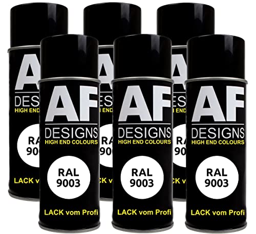 Alex Flittner Designs Lackspray RAL 9003 SIGNALWEISS glänzend 6x 400ml Spraydose Buntlack Autolack von Alex Flittner Designs
