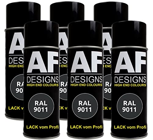 Alex Flittner Designs Lackspray RAL 9011 GRAPHITSCHWARZ glänzend 6x 400ml Spraydose Buntlack Autolack von Alex Flittner Designs