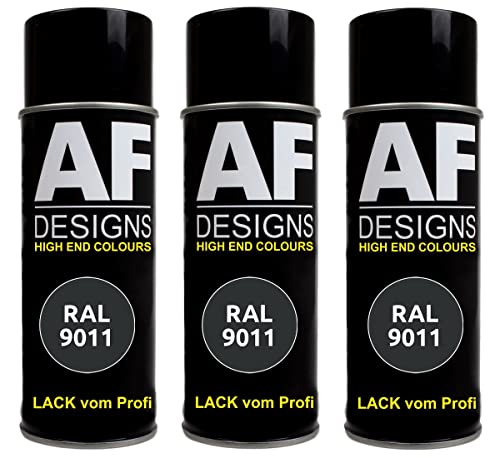 Alex Flittner Designs Lackspray RAL 9011 GRAPHITSCHWARZ stumpfmatt 3x 400ml Spraydose Buntlack Autolack von Alex Flittner Designs