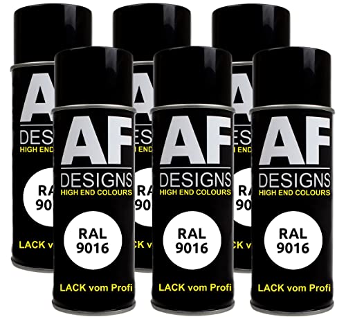 Alex Flittner Designs Lackspray RAL 9016 VERKEHRSWEISS matt 6x 400ml Spraydose Buntlack Autolack von Alex Flittner Designs