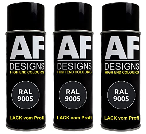 Alex Flittner Designs Lackspray Schwarz glänzend RAL 9005 TIEFSCHWARZ 3x 400ml Autolack Buntlack Spraydose von Alex Flittner Designs