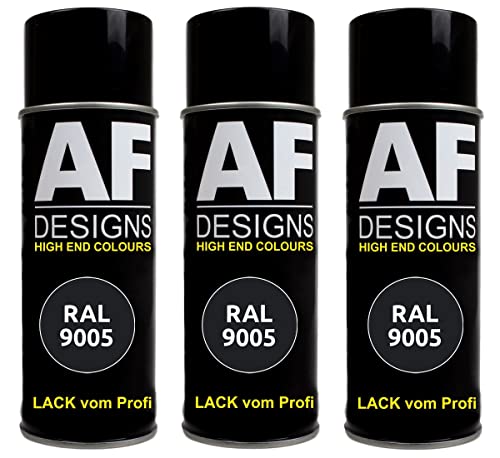 Alex Flittner Designs Lackspray Schwarz seidenmatt RAL 9005 TIEFSCHWARZ 3x 400ml Autolack Buntlack Spraydose von Alex Flittner Designs