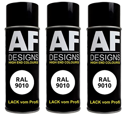 Alex Flittner Designs Lackspray weiß stumpfmatt RAL 9010 Reinweiss 3x 400ml Autolack Buntlack Spraydose von Alex Flittner Designs