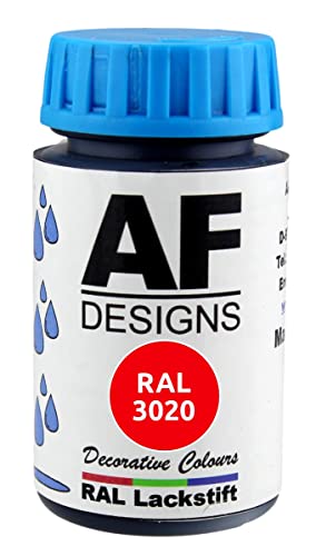 Alex Flittner Designs Lackstift RAL 3020 VERKEHRSROT seidenmatt 50ml Holz Metall Möbel Bad Retuschierlack Reparaturlack von Alex Flittner Designs