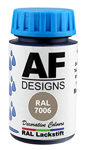 Alex Flittner Designs Lackstift RAL 7006 BEIGEGRAU seidenmatt 50ml Holz Metall Möbel Bad Retuschierlack Reparaturlack von Alex Flittner Designs