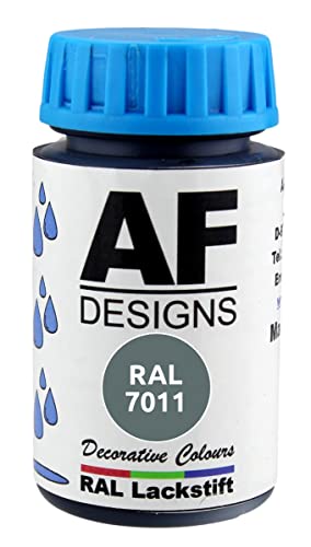 Alex Flittner Designs Lackstift RAL 7011 EISENGRAU seidenmatt 50ml Holz Metall Möbel Bad Retuschierlack Reparaturlack von Alex Flittner Designs