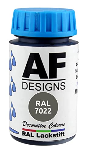 Alex Flittner Designs Lackstift RAL 7022 UMBRAGRAU seidenmatt 50ml Holz Metall Möbel Bad Retuschierlack Reparaturlack von Alex Flittner Designs