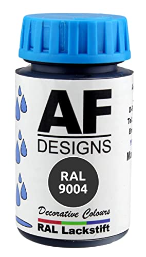 Alex Flittner Designs Lackstift RAL 9004 SIGNALSCHWARZ seidenmatt 50ml Holz Metall Möbel Bad Retuschierlack Reparaturlack von Alex Flittner Designs