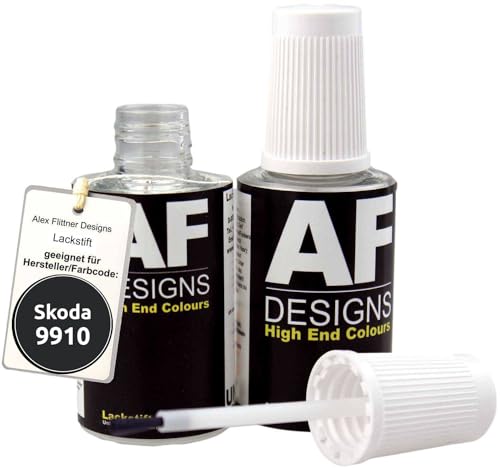Alex Flittner Designs Lackstift Set kompatibel mit Skoda 9910 Black Magic Perl schnelltrocknend 2x20ml Autolack von Alex Flittner Designs