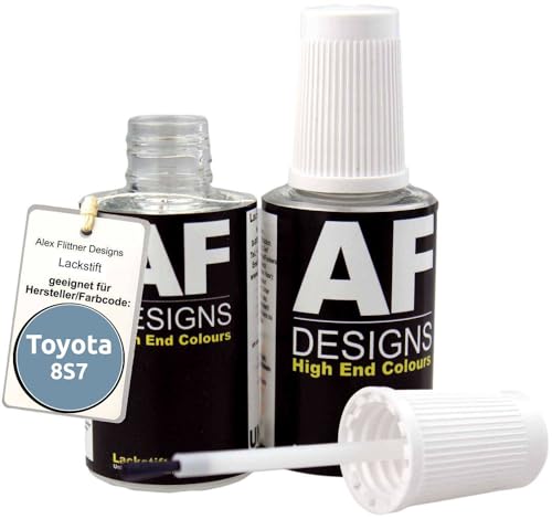 Alex Flittner Designs Lackstift Set kompatibel mit Toyota 8S7 Light Blue Metallic schnelltrocknend 2x20ml Autolack von Alex Flittner Designs