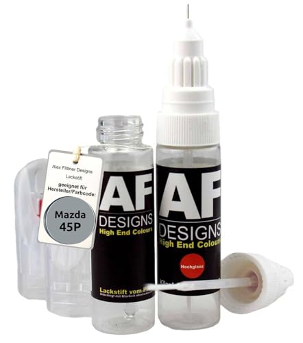 Alex Flittner Designs Lackstift kompatibel mit Mazda 45P Sonic Silver Metallic schnelltrocknend + Klarlack Tufplack Autolack von Alex Flittner Designs