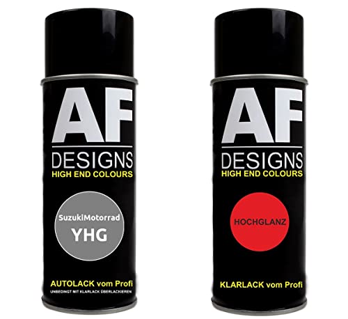 Alex Flittner Designs Motorradlack Spraydose Set für SuzukiMotorrad YHG Grigio Metallic Basislack Klarlack Sprühdose 400ml von Alex Flittner Designs