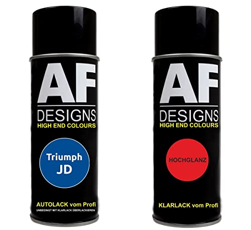 Alex Flittner Designs Motorradlack Spraydose Set für Triumph JD Caspian Blue Metallic Basislack Klarlack Sprühdose 400ml von Alex Flittner Designs