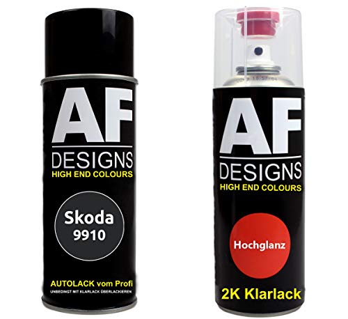 Autolack Spraydose Set für Skoda 9910 Black Magic Perl 2K Klarlack Basislack Sprühdose Spraydosen 2x400ml von Alex Flittner Designs