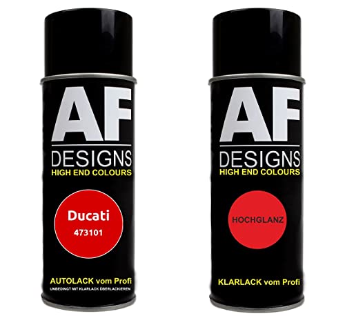 Alex Flittner Designs Motorradlack Spraydose Set für Ducati 473101 Anniversary Red Basislack Klarlack Sprühdose 400ml von Alex Flittner Designs