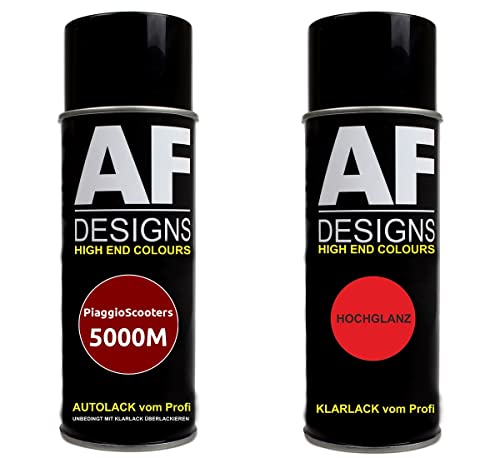 Alex Flittner Designs Motorradlack Spraydose Set für PiaggioScooters 5000M Rosso Federale Basislack Klarlack Sprühdose 400ml von Alex Flittner Designs