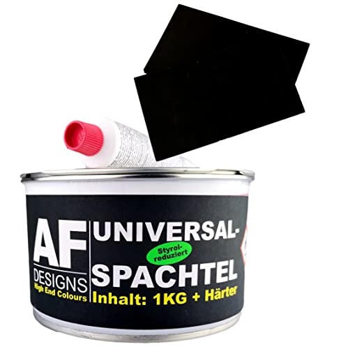 Alex Flittner Designs Universalspachtel & Härter 1 kg + 2x Gummispachtel Spachtelmasse Metall Holz Feinspachtel Alu Zink GFK von Alex Flittner Designs