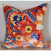 Linwood Velvet Wonderland Double Dragon-Hot Orange & Omega Samt Kissenbezug 45x45 cm von AlexCushionCovers