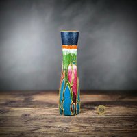 Knospe Vase Handbemalte Hohe Schlanke Handwerker Glasvase Blau Rosa Gold Abstrakte Moderne Tischdekoration Home Housewarming Geschenk von AlexGilloDesign