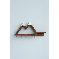 Gebirgiger Schlüsselhalter Mit Ablage | Rustikales Holz Schlüsselbrett Haken Eingangsbereich von AlexWoodDecorArt