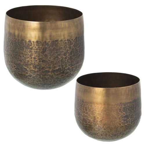 Alexandra House Living Blumentopf-Set, Aluminium, Messing, 2 Stück von Alexandra House Living