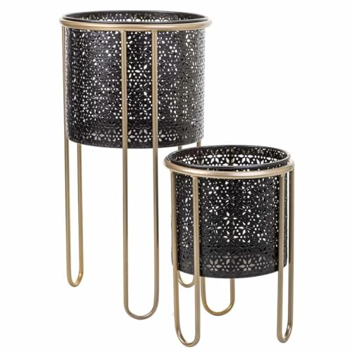 Alexandra House Living Blumentopf-Set, Schwarz, Metall, Eisen, 26 x 150 x 26 cm, 2 Stück von Alexandra House Living