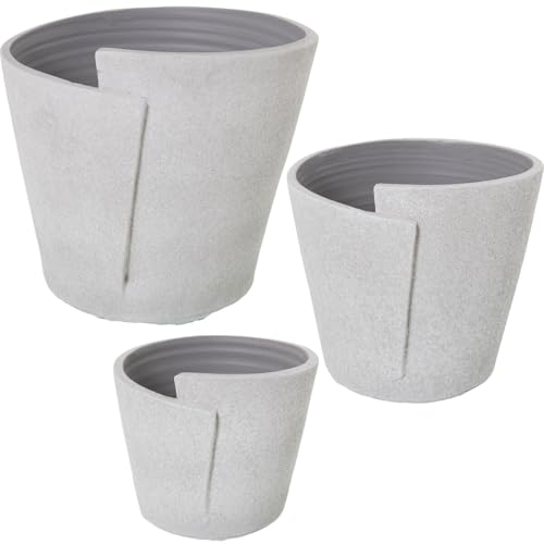 Alexandra House Living Blumentopf-Set, Weiß, Grau, Keramik, 3-teilig von Alexandra House Living