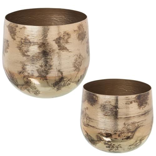 Alexandra House Living Blumentopf-Set, goldfarben, Aluminium, 2 Stück, D1622150, EAN: 8427701742251 von Alexandra House Living