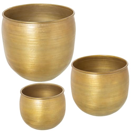 Alexandra House Living Blumentopf-Set, goldfarben, Aluminium, 3-teilig, D1621940, EAN: 8427701741735 von Alexandra House Living