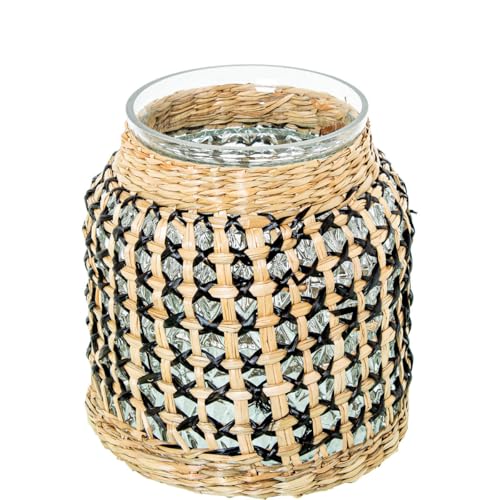 Alexandra House Living Glasvase Seegras 15 x 15 x 18 cm Kerzenhalter von Alexandra House Living