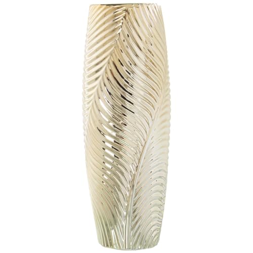 Alexandra House Living Goldene Vase, Keramik, 14 x 15 x 36 cm von Alexandra House Living