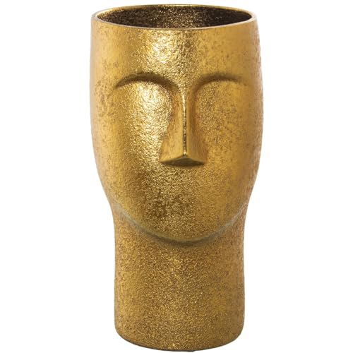 Alexandra House Living Goldene Vase, Keramik, Gesicht, 21 x 19 x 39 cm von Alexandra House Living