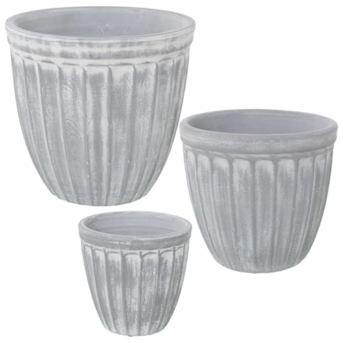 Alexandra House Living Set aus Blumentöpfen, Grau, Keramik, 3 Stück von Alexandra House Living