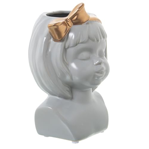 Alexandra House Living Vase, Grau, Keramik, 14 x 14 x 21 cm von Alexandra House Living