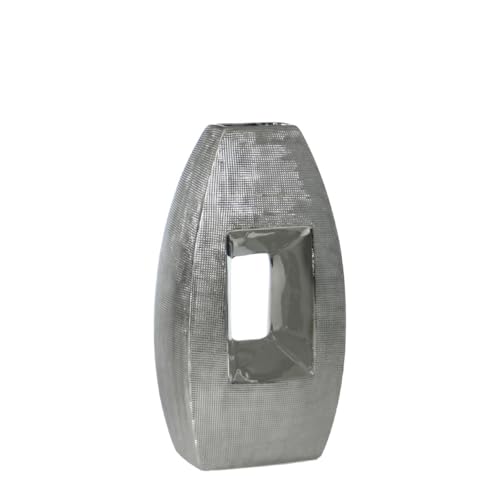 Alexandra House Living Vase, silberfarben, Keramik, 15 x 10 x 28 cm von Alexandra House Living