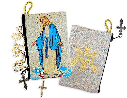 Alexandra katholischen Our Lady of Grace Icon Symbol der Jungfrau Maria Tapisserie Stoff Rosenkranz Tasche Fall 4 1/5,1 cm von AWEHIRU