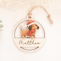 Personalisierte Weihnachtskugel Mit Namen Holz Geschenkanhänger Weihnachten Weihnachtsbaumdekoration Weihnachtsdekoration Dackel | Ah_006 von AlexandraMaiCreative