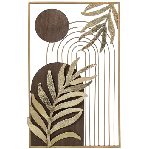 ADORNO PARED METAL/MADERA HOJAS DORADO_35X56X2,5CM von AlexandreHouse