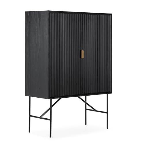 ARMARIO 106X45X150 MADERA NEGRO/METAL NEGRO/DORADO von AlexandreHouse
