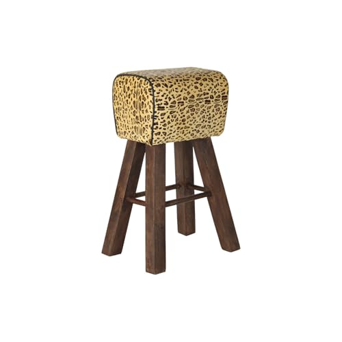 AlexandreHouse Hocker aus Holz, Leder, 43 x 35 x 75 cm, Braun von AlexandreHouse