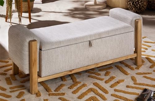 BANCO NATUR CON ALMACENAJE Y APOYABRAZOS 114 CMS. 114x42x42 cms von AlexandreHouse