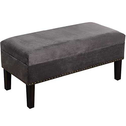 BANQUETA ARCÓN PIE DE CAMA MADERA/TELA GRIS 97X46X46CM, ALT.PATAS:21CM von AlexandreHouse