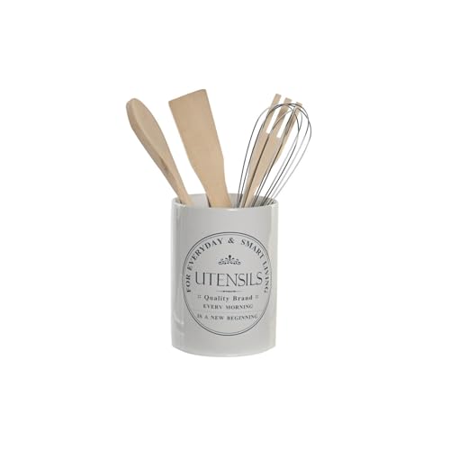 BOTE UTENSILIOS SET 5 GRES MADERA 10X10X14 BLANCO von AlexandreHouse